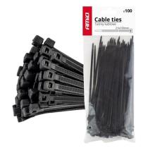 AMIO 02150 - CABLE TIES BLACK 100 PCS